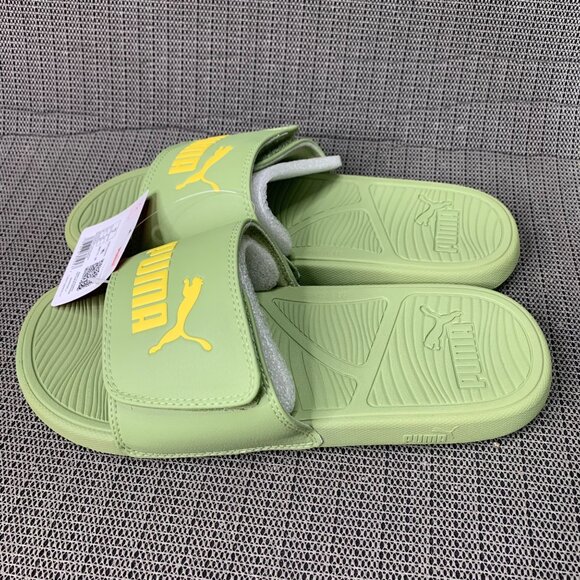 Puma Leadcat men’s Size 9 Calming Green & Yellow Slides Adjustable Sandals - Picture 3 of 5